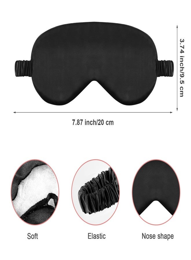 Dimeho 3 Pcs Sleep Mask Soft Silky Eye Masks Cover with Elastic Straps Effective Shading Blindfold for Sleeping Women Men Travel Eyeshade (Pink/Black/Green) - Image 2